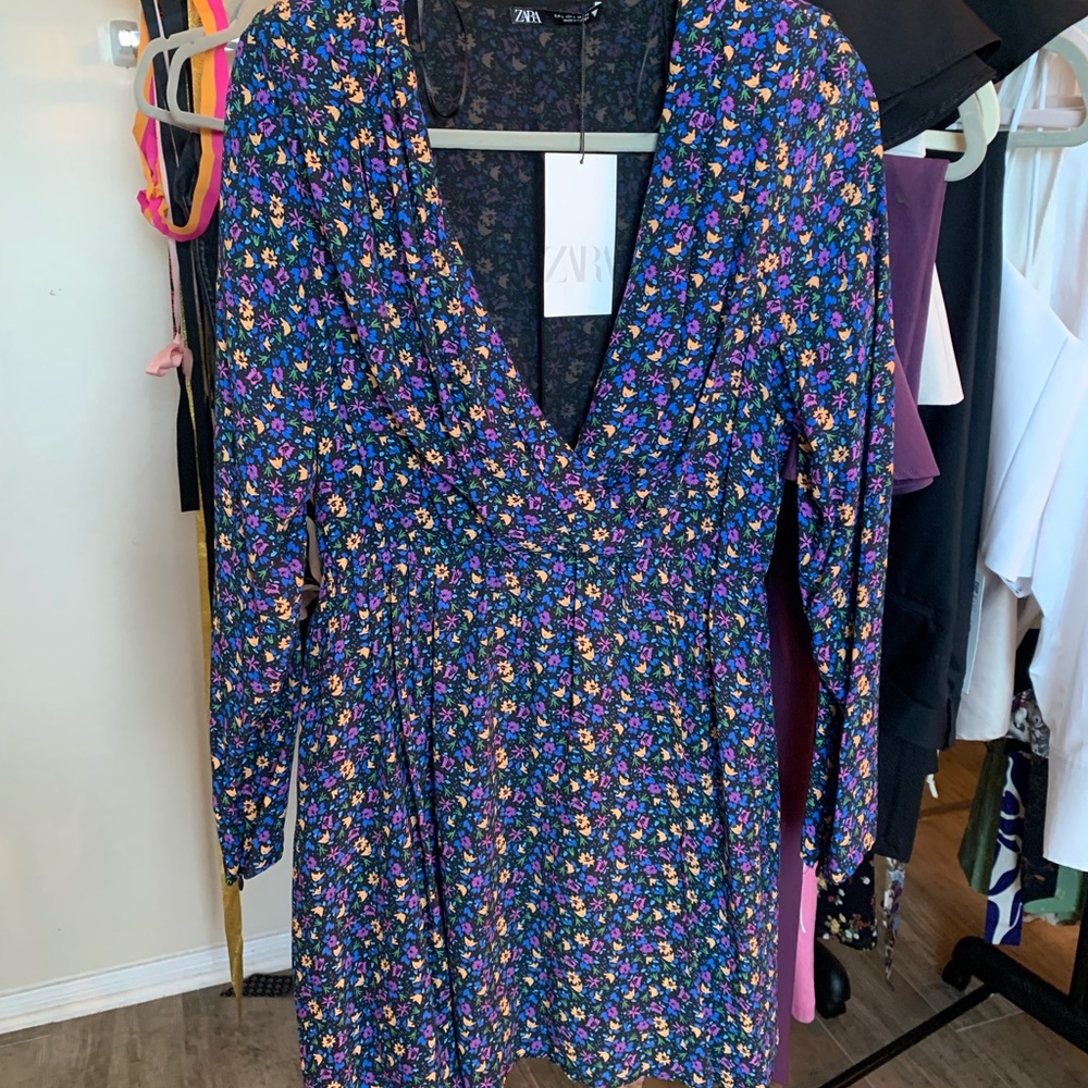 Zara floral mini purple dress